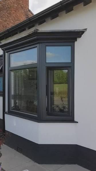 uPVC bay window frames sprayed anthracite grey